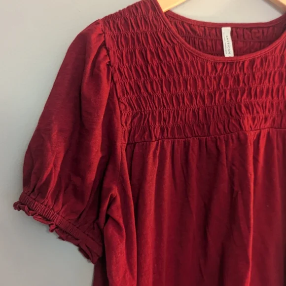 American Eagle Sunchaser Knit Puff Sleeve Smocked Top - Picture 3 of 7